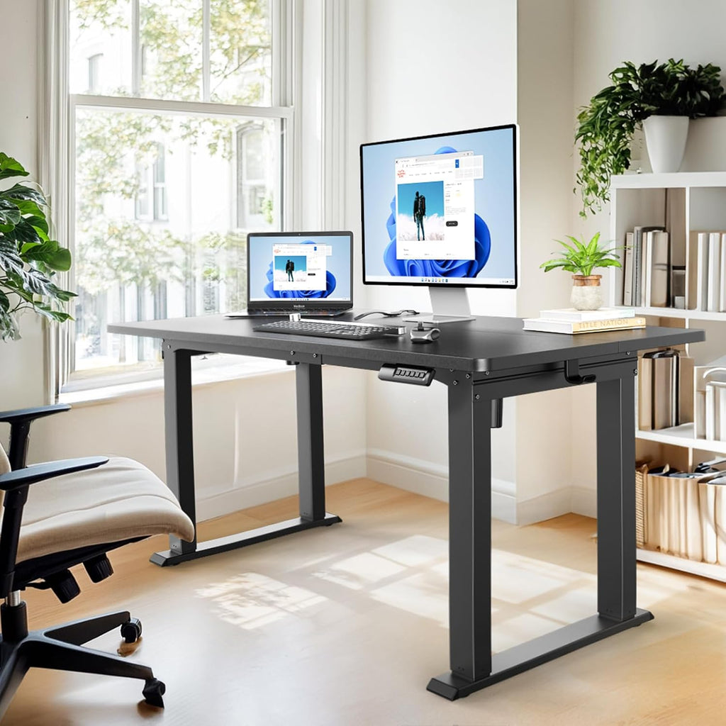 4-Leg Dual Motor Electric Standing Desk Frame, Black Frame Only