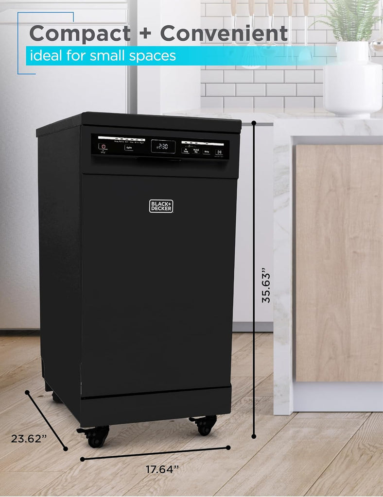 18-Inch Portable Dishwasher, 8-Place Setting Capacity, Mobile Dish Washer with 6 Wash Programs, LED Display