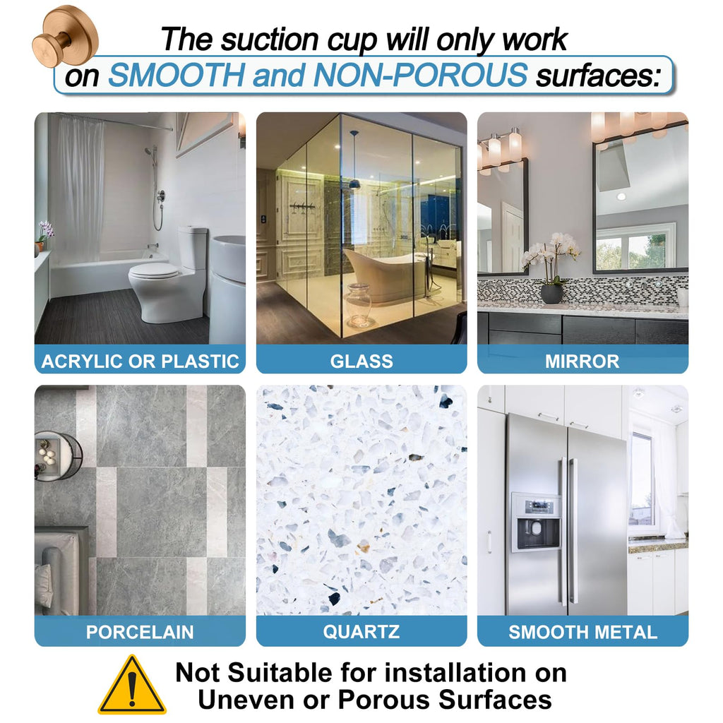 Suction Cup Hooks for Shower, No Drill Towel Hooks