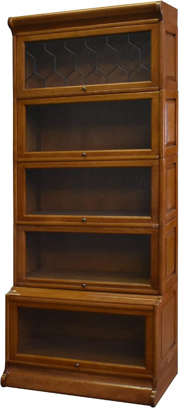 Arts and Crafts 5-Stack Wood Barrister Bookcase in Cherry
