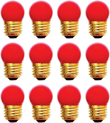 12 Qty. 7.5W S11 Red Med 130V S11RED7.5C 7.5w 130v Incandescent Ceramic Red Lamp Bulb