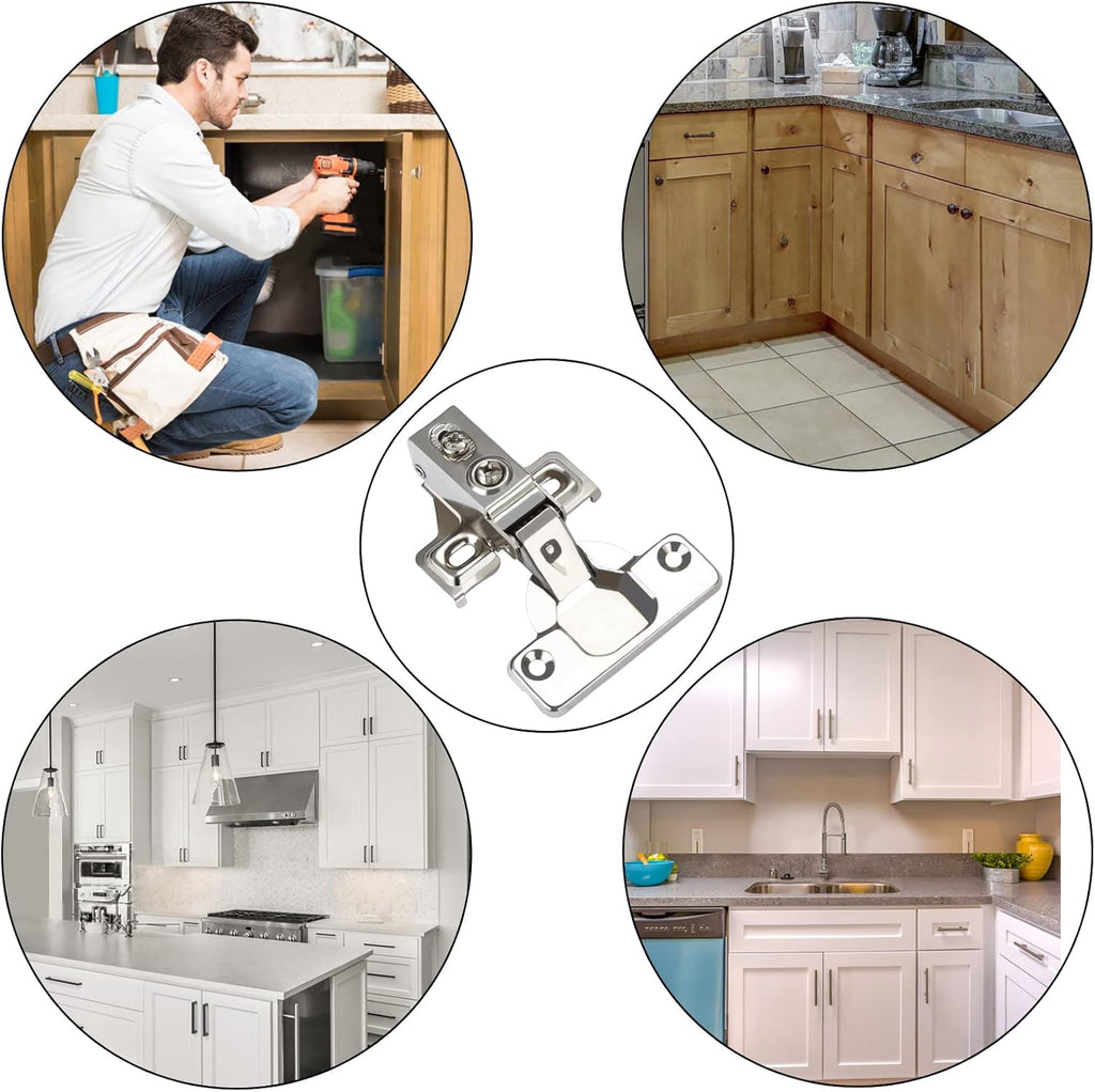 24 Pack 1/2 inch Overlay Soft Close Cabinet Door Hinges Hinges, 100 Degree Opening Angel, Stainless Concealed Kitchen