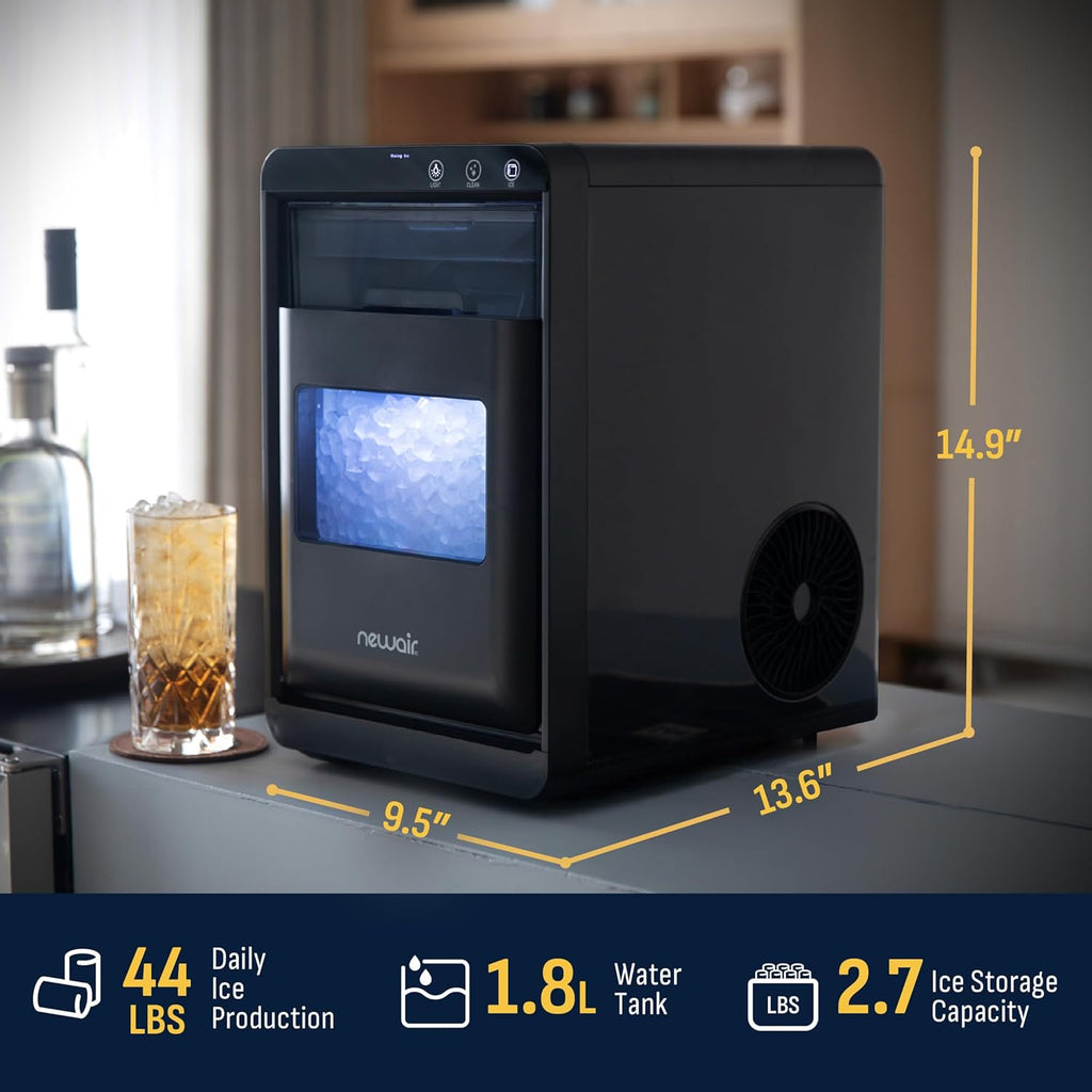 Nugget Ice Maker Countertop | 44 lbs/Day Pebble Ice Machine with Self-Cleaning | Soft Chewable Pebble & Sonic-Style