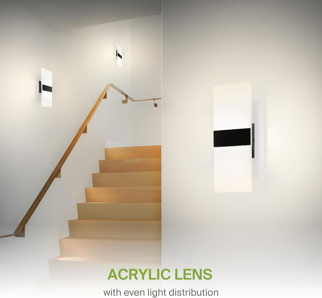 14 Inch Indoor LED Wall Sconce - 24W 2700K-5000K Dimmable Black Wall Sconce Lights - Modern Wall Sconces Hardwired