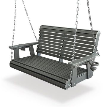 HDPE Porch Swing with 18/8 Stainless Steel Bolts, 4 FT, Stone Gray