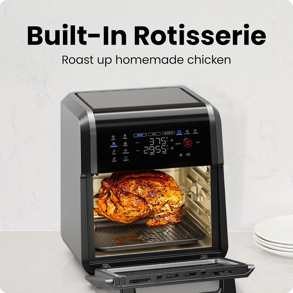 12-Quart 5-in-1 Air Fryer Oven with Digital Timer, Touchscreen, and 12 Presets - Family Size Countertop Convection