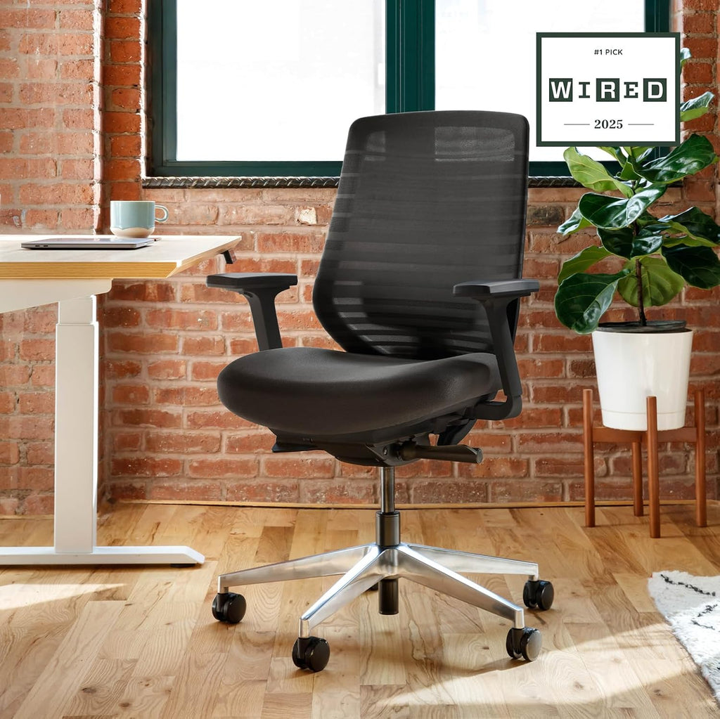 Ergonomic Chair - A Versatile Desk Chair with Adjustable Lumbar Support, Breathable Mesh Backrest, and Smooth Wheels