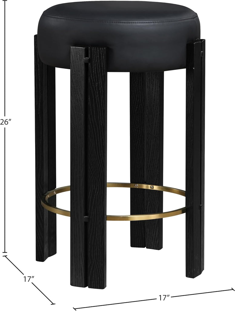 816Black-C Harrison Collection Modern | Contemporary Counter Stool with Soft Black Vegan Leather, Rich Black Finish
