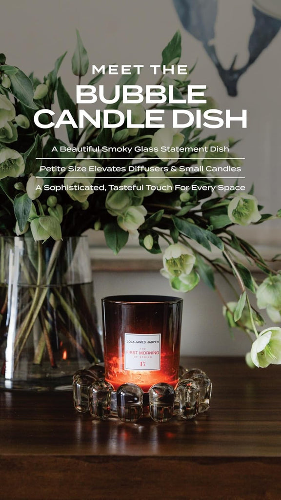 Home Collection Original Smoky Glass Small Bubble Candle Dish | Votive and Candle Plate, Diffuser Base, Wax Catcher