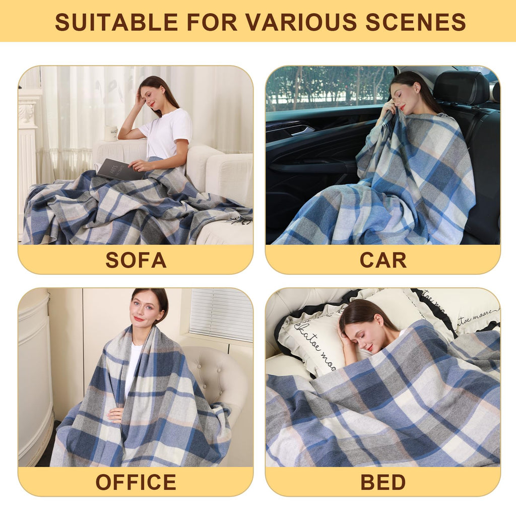 100% Wool Throw Blanket, Super Soft Lightweight Blanket for Couch