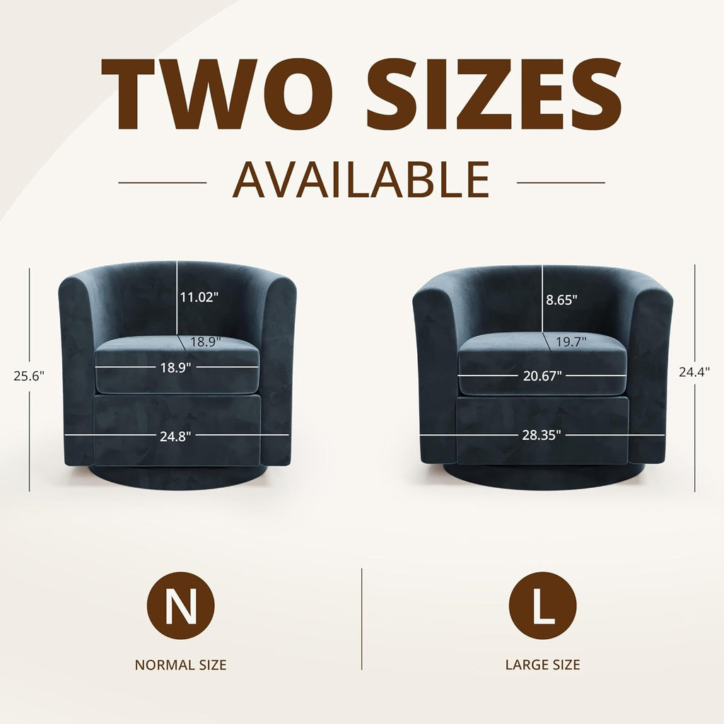 Swivel Accent Chair with Storage Ottoman Set of 2, Modern Velvet Barrel Chair, Upholstered Armchair with Footrest