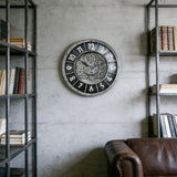 18 Inch Wall Clock with Moving Gears, Oversized Large Industrial Steampunk Decoration, Antique Metal Big Numeral Wall Clocks for Kitchen...