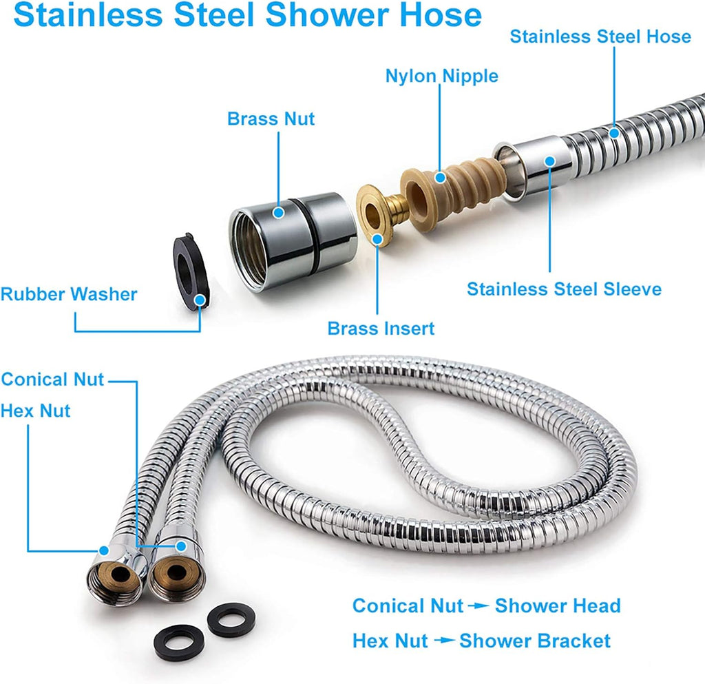 High Pressure Handheld Shower Head Briout 5-Settings Powerful Water Spray Shower Head against Low Pressure Water Flow