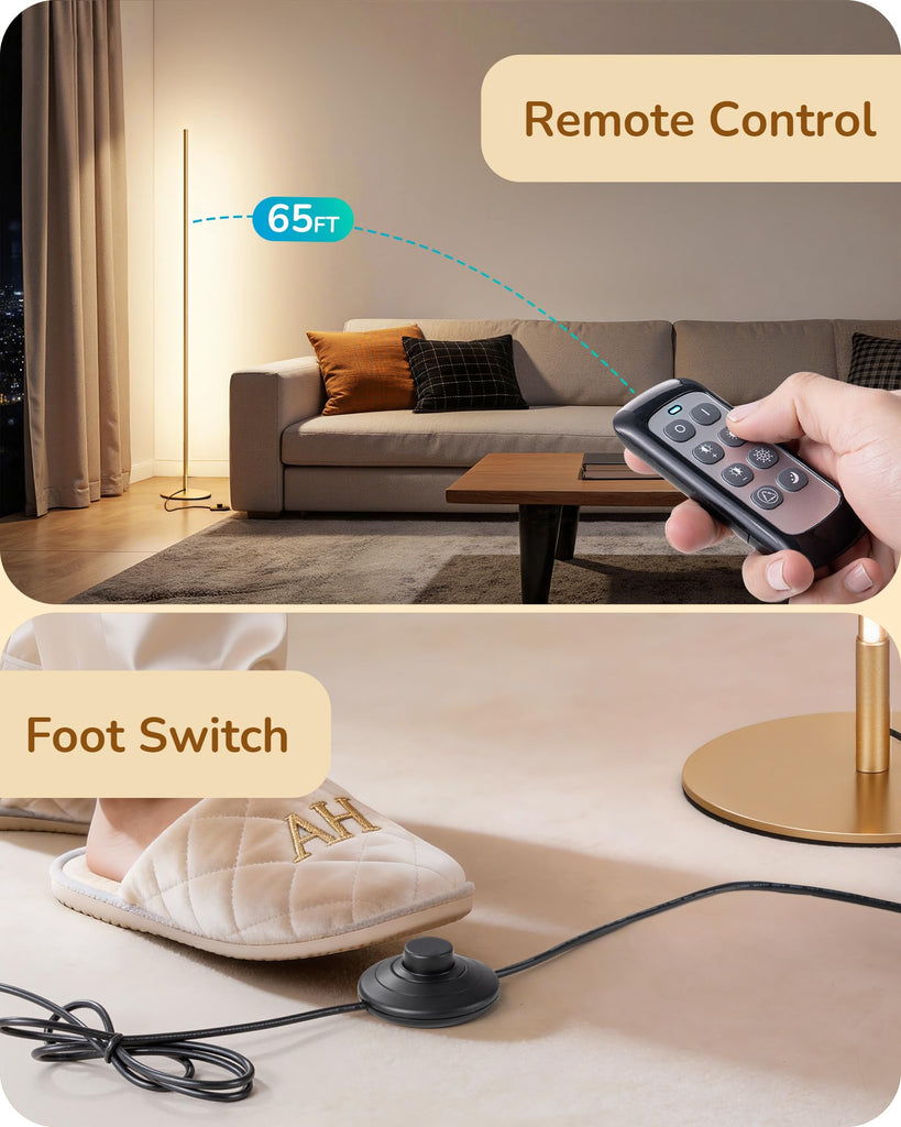 57.5" Corner Lamp with Remote & Foot Switch, Dimmable & 7CCT