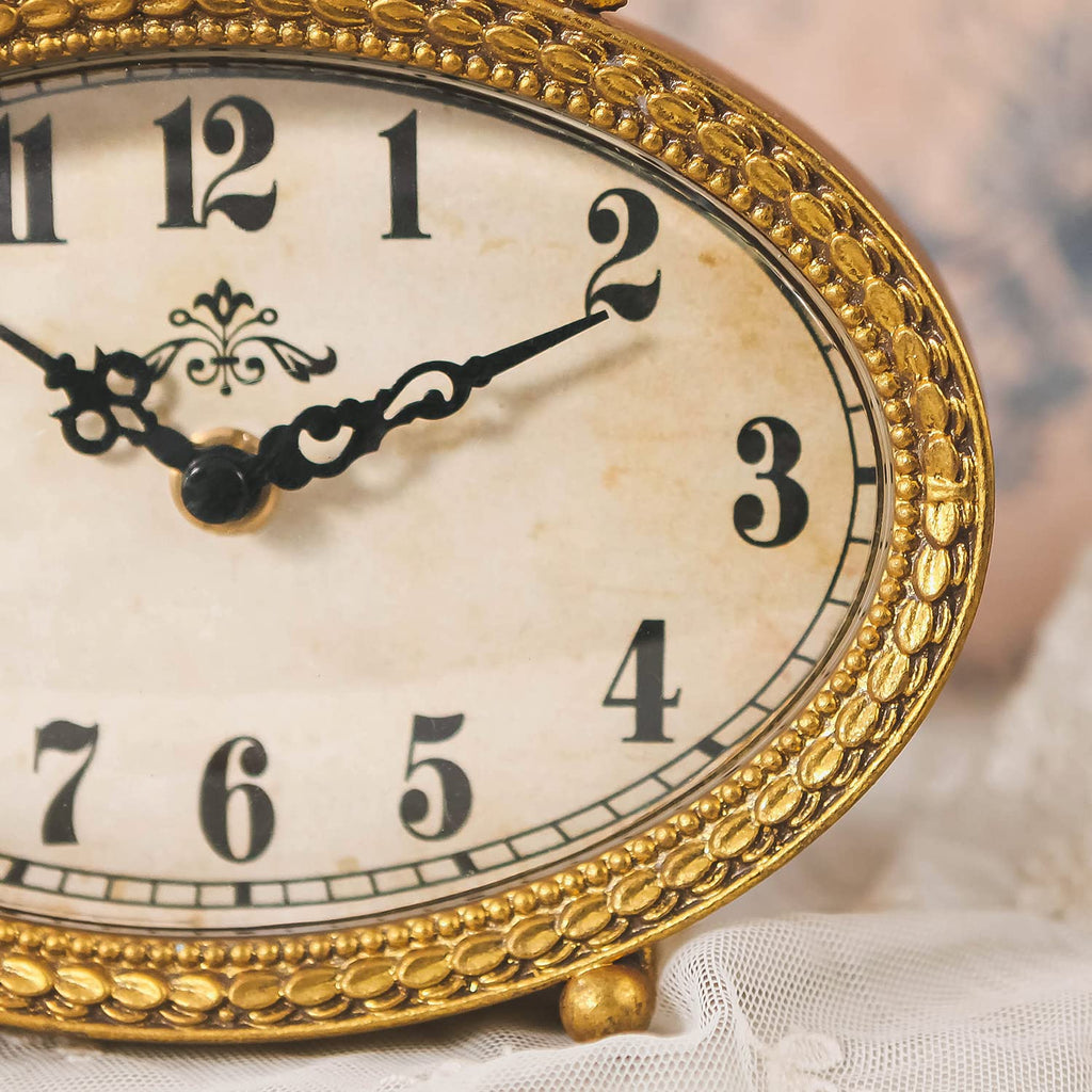 Vintage Table Top Clock, Silent Small Shelf Desk Clock Battery Operated Rustic Design, Home Decor, Bedside, Gift