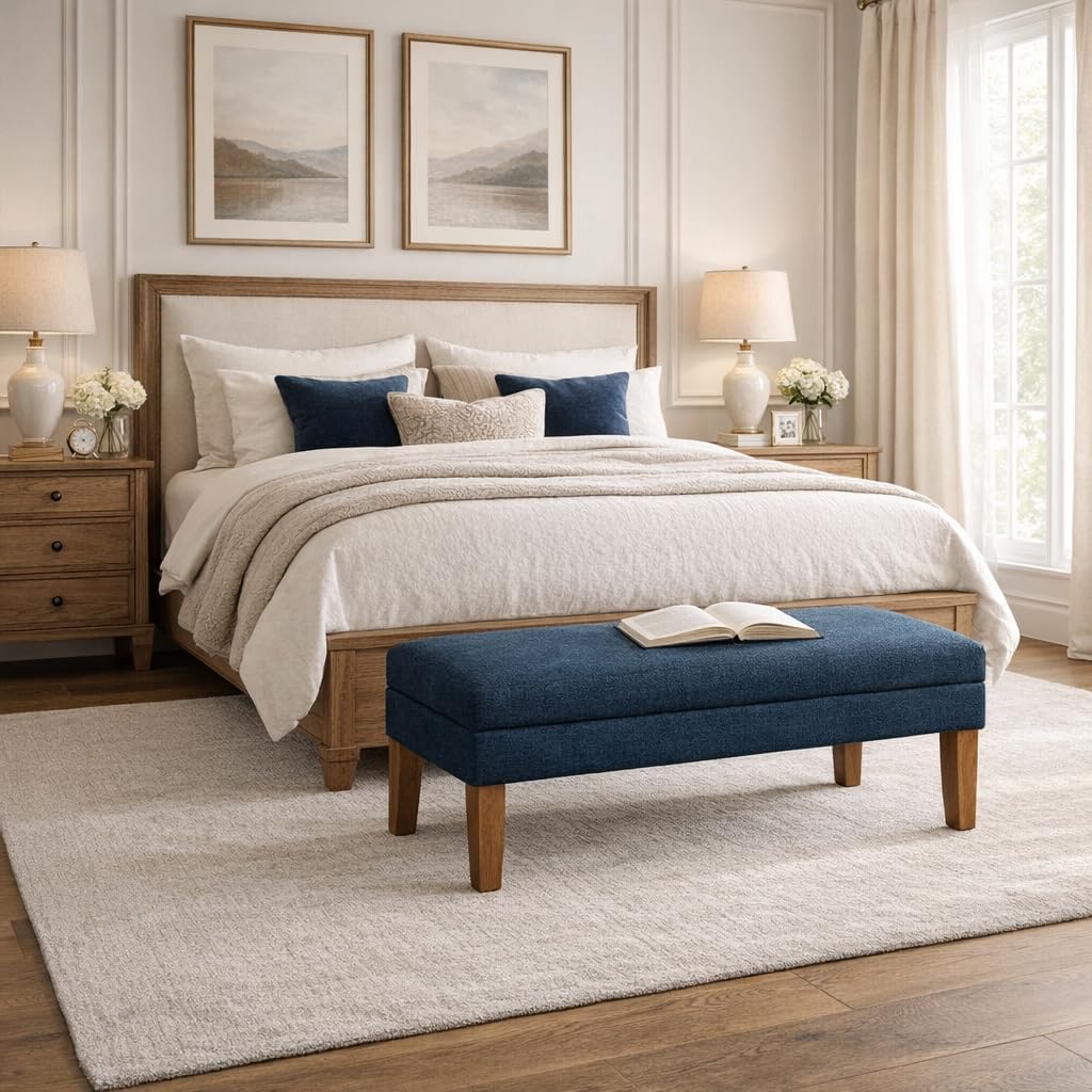 Home Decor | Upholstered Decorative Storage Ottoman Bench | Ottoman Bench with Storage | Decorative Home Furniture