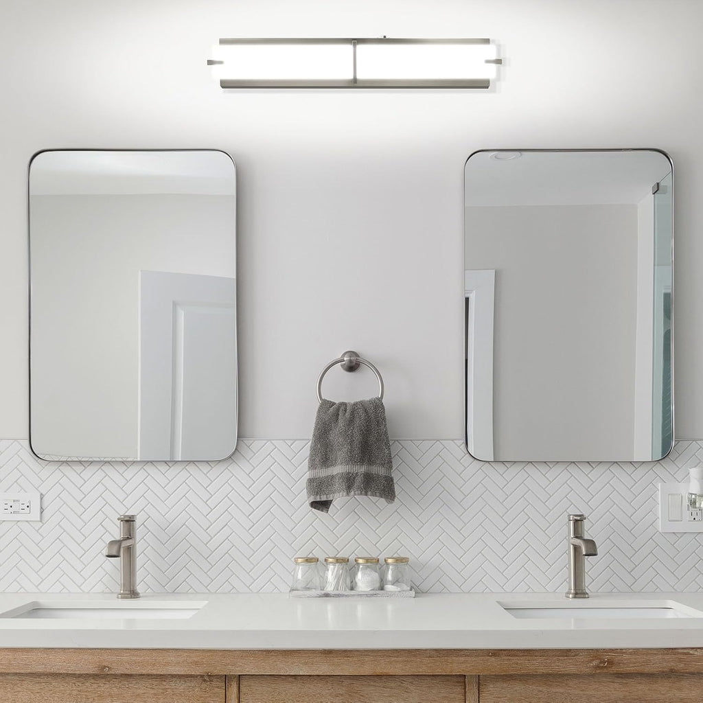 24 Inch LED Vanity Lights Brushed Nickel Bathroom Light Fixtures 3CCT Selectable 3000K 4000K 5000K Modern Vanity