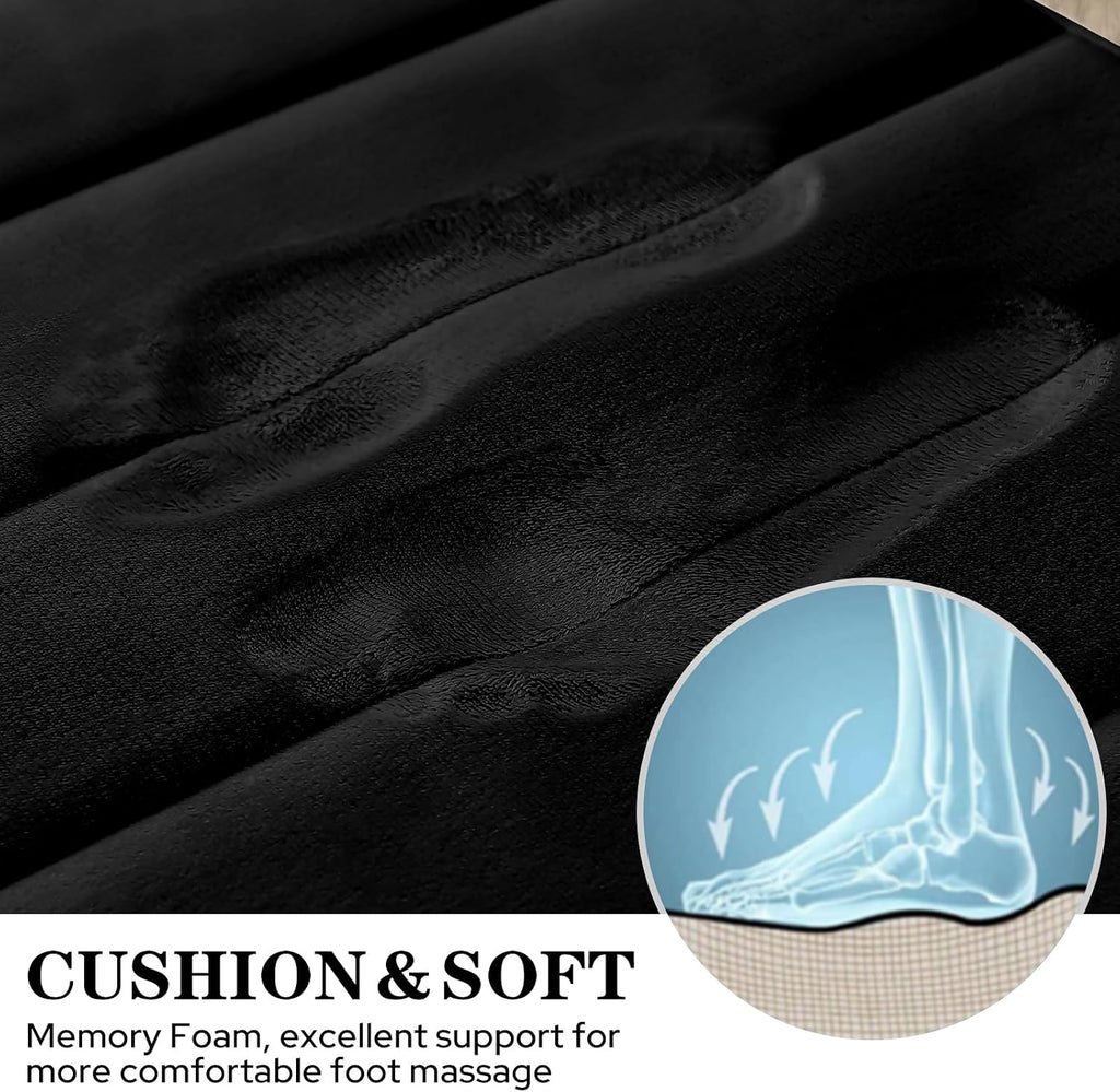 Black Memory Foam Bathroom Rug Set 3 Piece, Non Slip Extra Soft Absorbent Washable & Dry Toilet Bath Mat Sets
