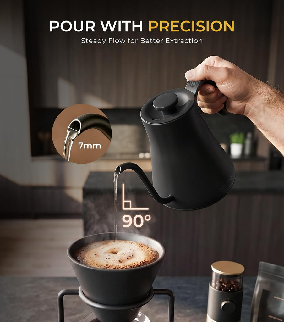 Gooseneck Electric Kettle 1°F Temperature Control,1200W,0.9L,Black