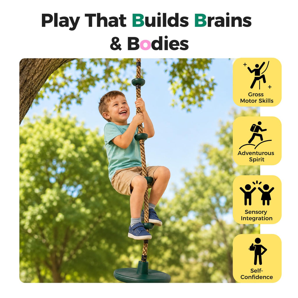Tree Swing for Kids, Adjustable Rope Swing Disc Swing for Outside with Platform Carabiners and Strap Outdoor