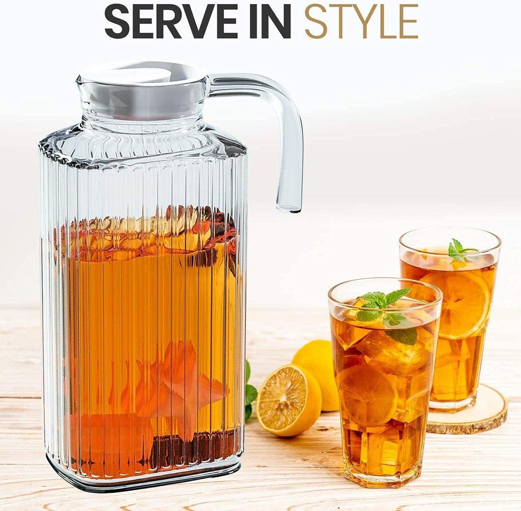 Fridge Pitcher - 60 OZ. Glass Water Fridge Pitcher with Lid By Practical and Easy to use Fridge Pitcher Great for