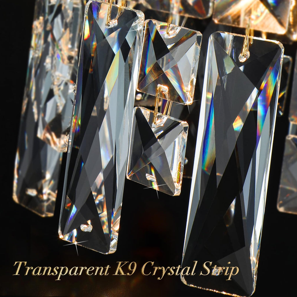 24" 8 Lights Gold Crystal Chandeliers Light Fixture