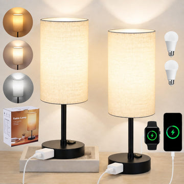 Table Lamps Set of 2, 13.8" Bedside Small Lamp Nightstand