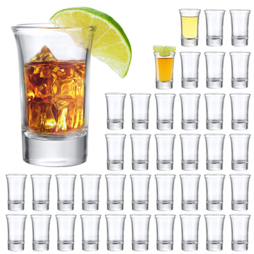 40 Pack Shot Glasses Bulk Set, 1.5 oz Whiskey Shot Glass with Heavy Base, Clear Glass Shot Cups for Whiskey, Vodka
