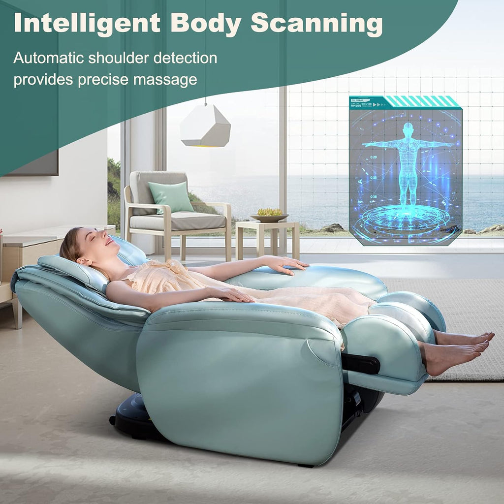 Full Body Massage Chair, Zero Gravity SL Track Electric Recliner with Reversible Footrest, Back Heater, Wheels &