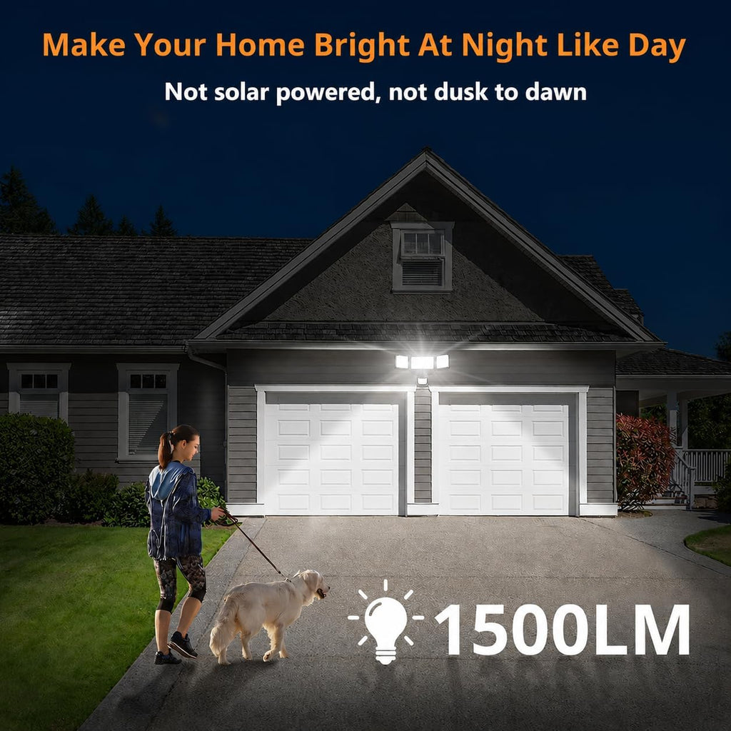 1500LM Battery Powered Outdoor LED Flood Light with Motion Sensor | IP65 Waterproof, Wireless Battery Operated