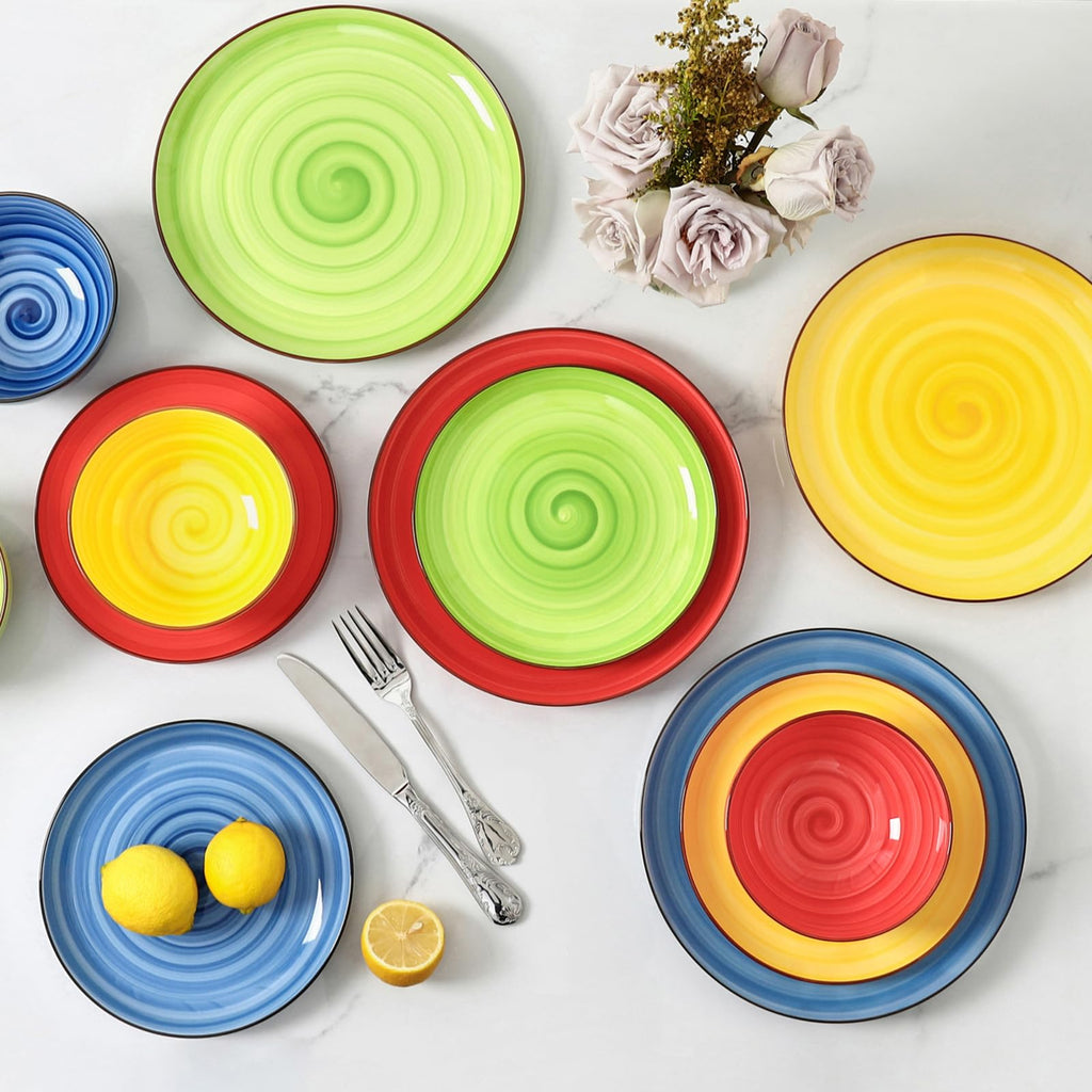 Ceramic Plates and Bowls Sets,12 Pieces Dinnerware Sets for 4,Scratch Resistant Dish Set,Dishwasher & Microwave Safe