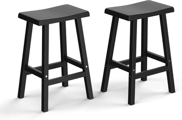 Bar Stools Set of 2, Waterproof UV-Resistant,Durable Resin Kitchen Island Chairs Use, Modern Design,and Cafe (24''