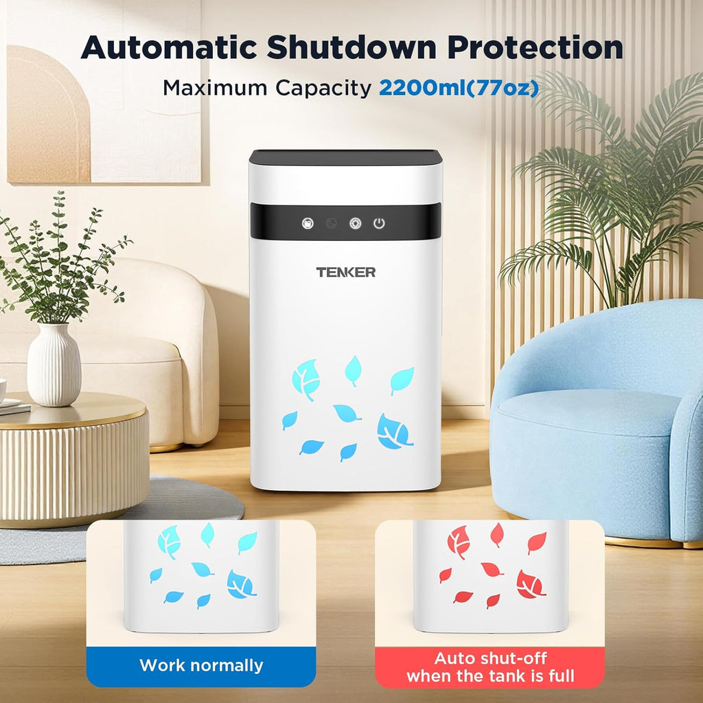 Dehumidifier for Home, 77oz Water Tank (1000 sq.ft) Dehumidifiers, Quiet Dehumidifier with Auto Shut Off, Sleep Mode