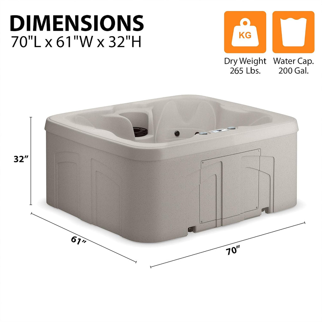 4-Person Plug & Play 13-Jet Hot Tub Spa and Thermal Cover, Sand | Outdoor Spa with 13 Jets 1.0 HP Pump, Thermal Cover