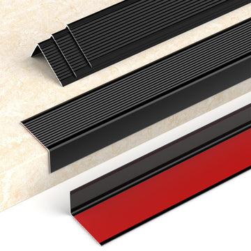5 Packs 48" Aluminum Stair Nosing, Peel and Stick Stair Treads Staircase Stair Edge Protector Stair Nose Molding Trim