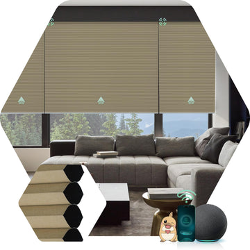 Motorized Cellular Shades, Custom, Blackout, Light Coffee