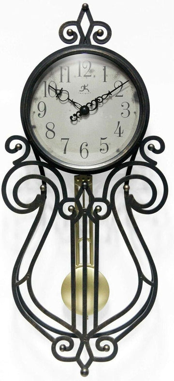Infinity Instruments 20 inch x 9 Inch Classic Traditional Vintage Rustic Farmhouse Pendulum Non-Ticking Silent Battery Operated Easy to...