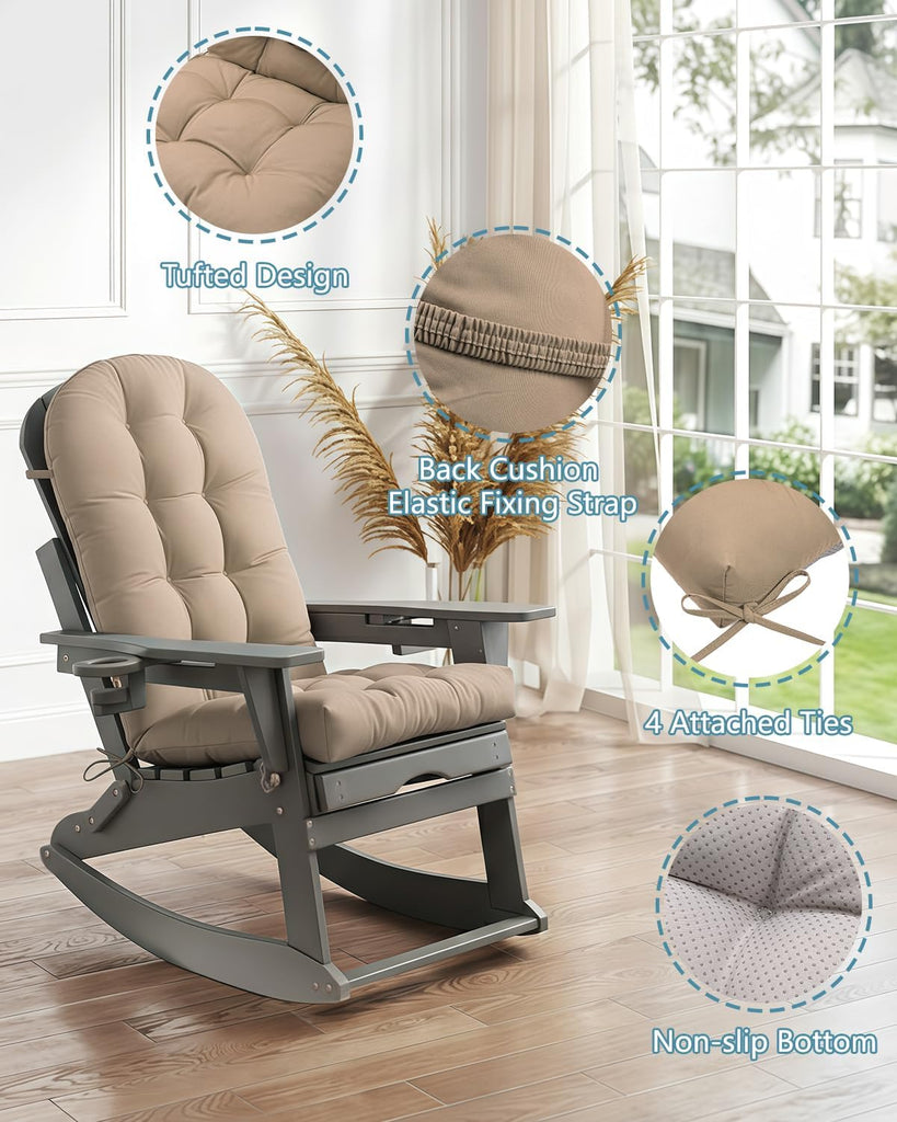Outdoor Adirondack Chair Cushion Set of 4, Patio Chair, Khaki