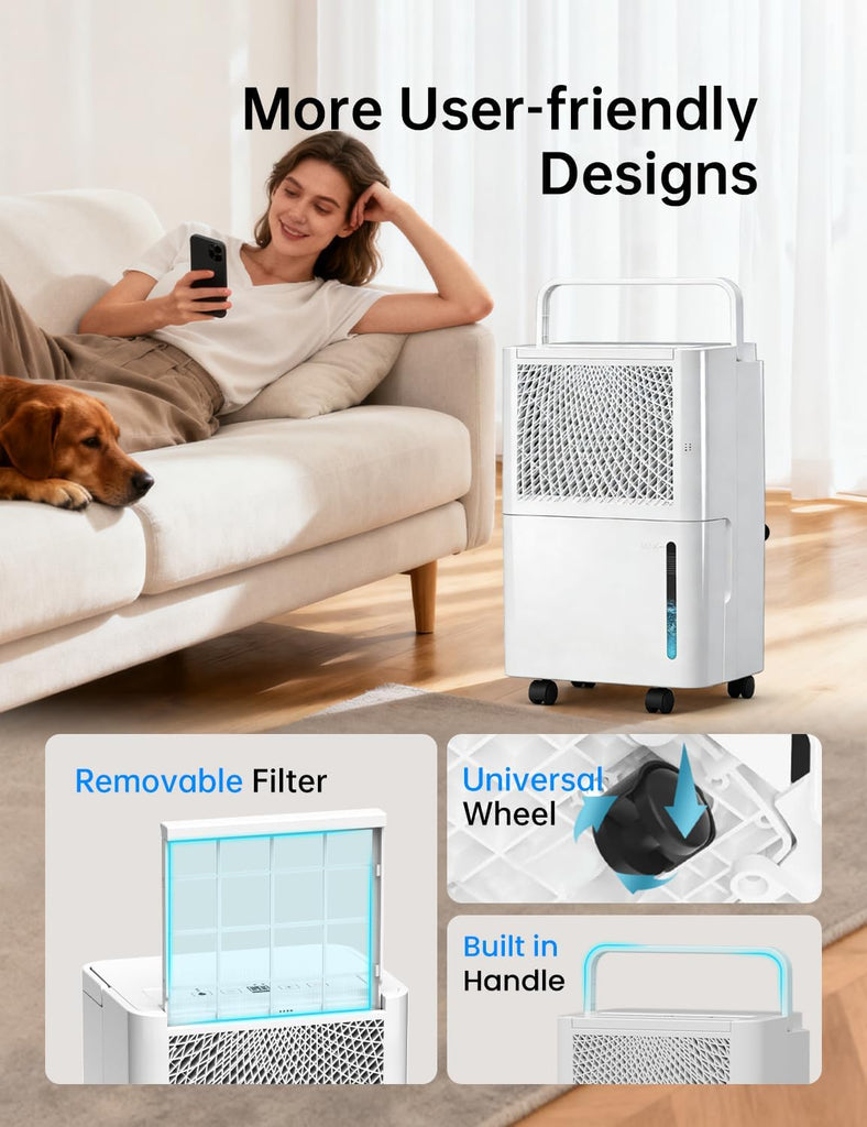 2500 Sq. Ft 30 Pints Dehumidifier Equipped With Drainage Hose, Automatic Defrosting, for Basement, Home, Bathroom