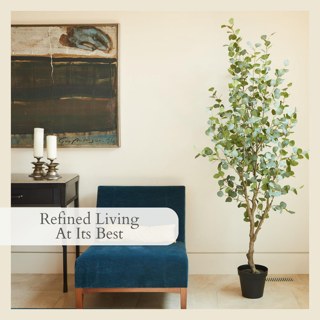 Faux Eucalyptus Tree, 7 ft, Black, Home Decor
