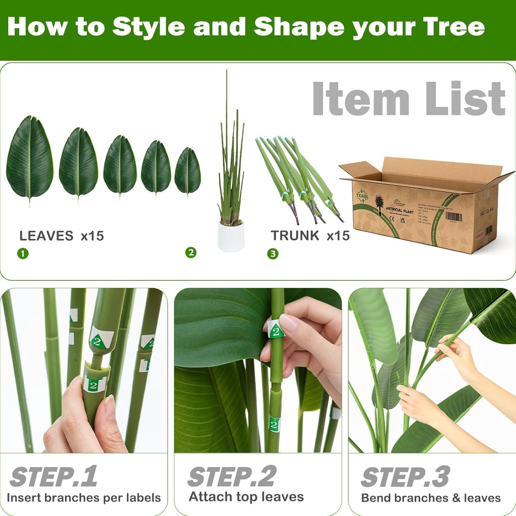 Bird of Paradise Artificial Tree 7ft Tall Faux Plant, Fake Banana Leaf Plant Indoor, Faux Palm Tree Faux Floor Plants