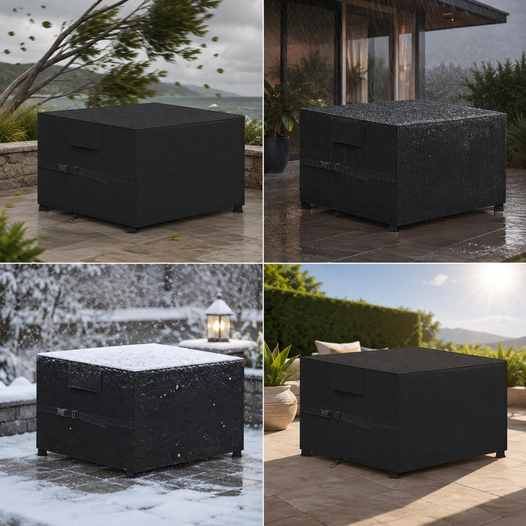 Fire Pit Cover Square 30", 600D Oxford, Waterproof, Black