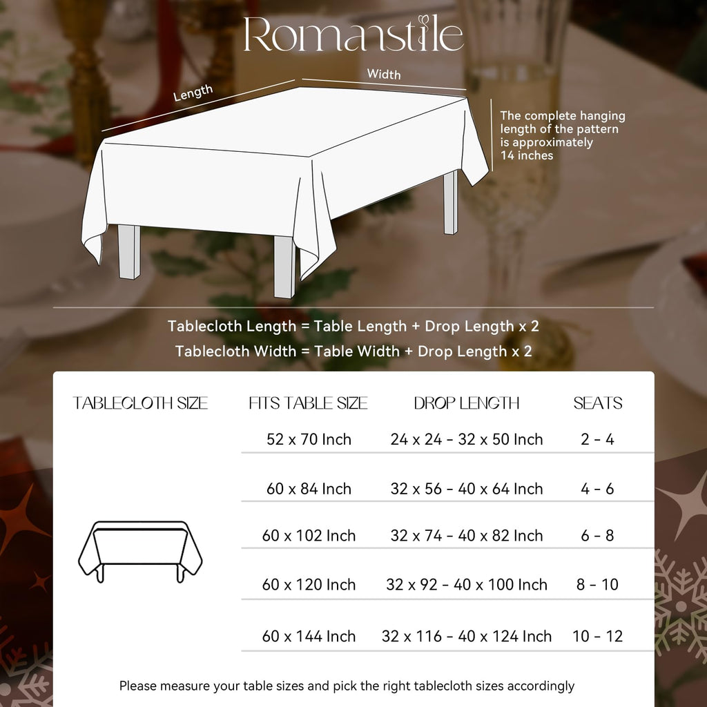 Christmas Jacquard Rectangle Tablecloth, 60 x 84 Inch