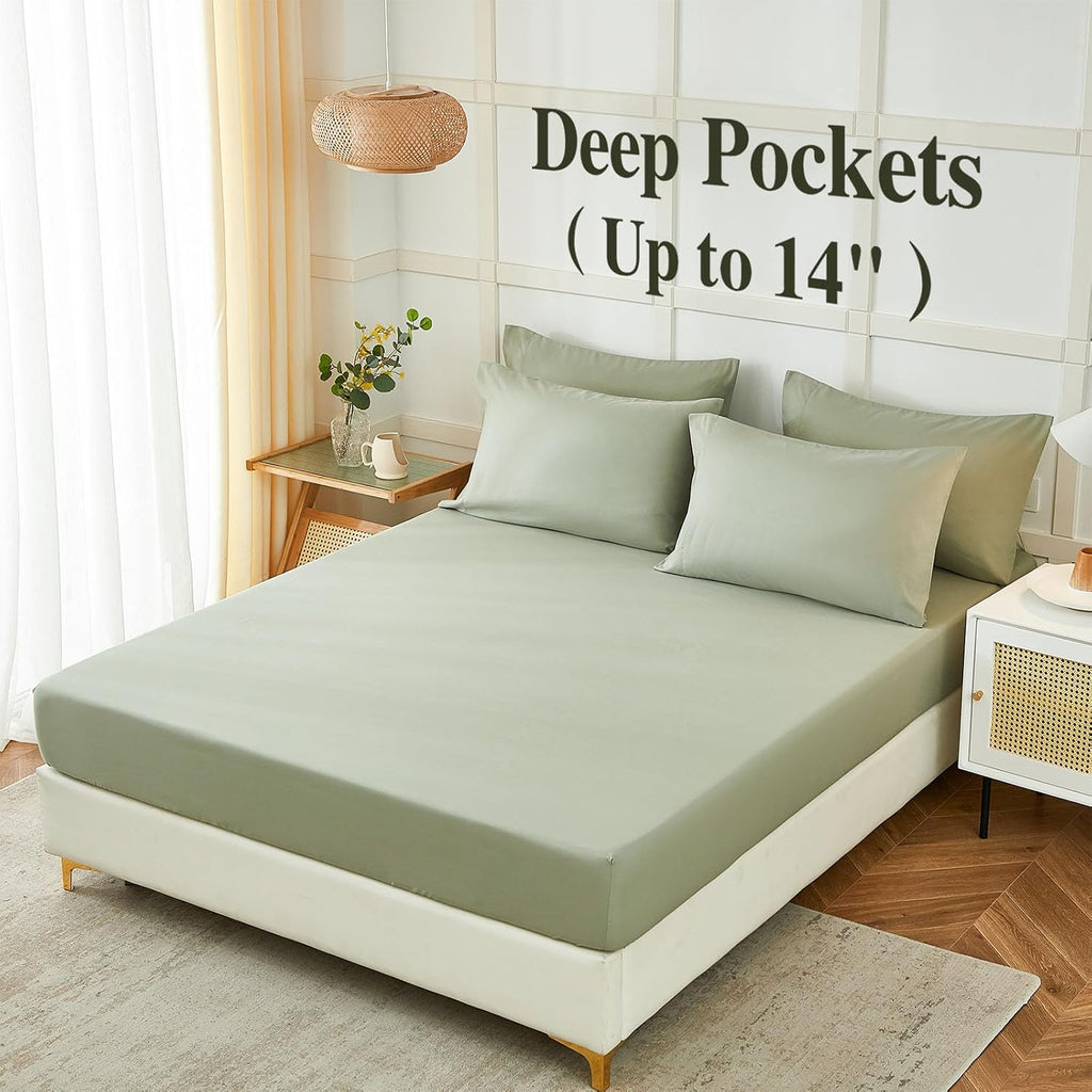 Sheets Set 6 Piece,Hotel Luxury Super Soft 1800 Series Microfiber Bed Sheets Set-Wrinkle Free