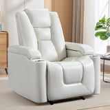 ANJ White Power Recliner Chair Electric Home Theater Seating Soft Leather Movie Chair for Living Room Overstuffed