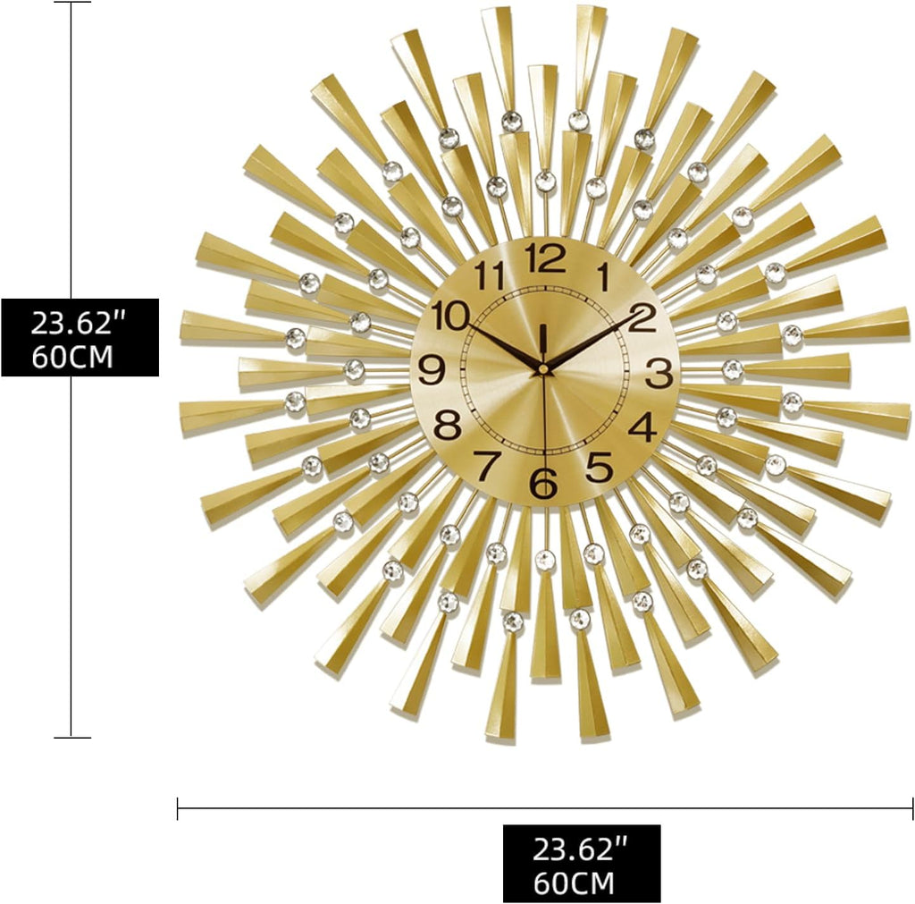 Large Wall Clocks for Living Room Decor Modern Gold Silent Wall Clock Battery Operated Non-Ticking for Bedroom