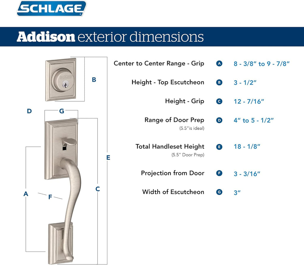 F60 V ADD 619 ACC Addison Front Entry Handleset with Accent Lever, Deadbolt Keyed 1 Side, Satin Nickel - Door Handleset