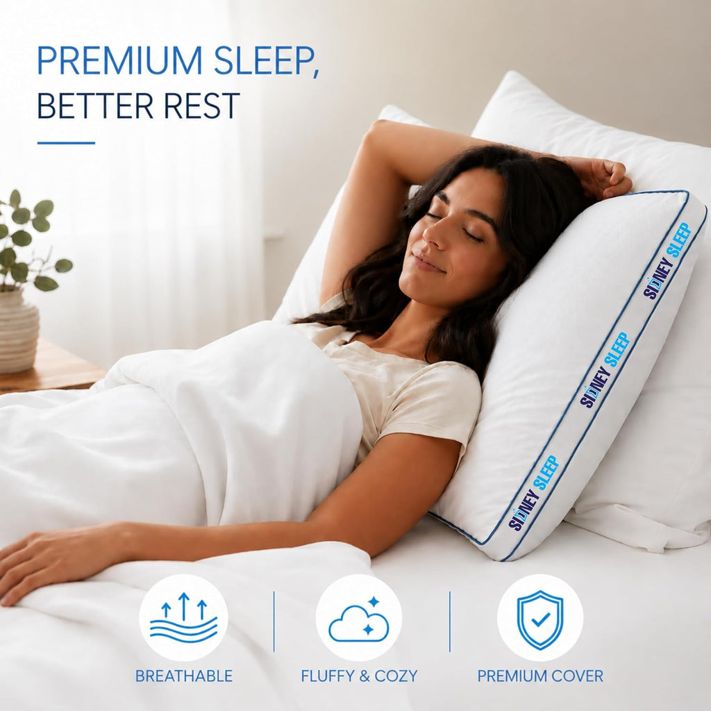 Queen Bed Pillows Set of 2, Premium Down Alternative Pillows for Sleeping, Hotel Quality Medium Plush, Breathable
