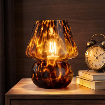 Small Mushroom Table Lamp for Bedside & Nightstand, Murano, Amber