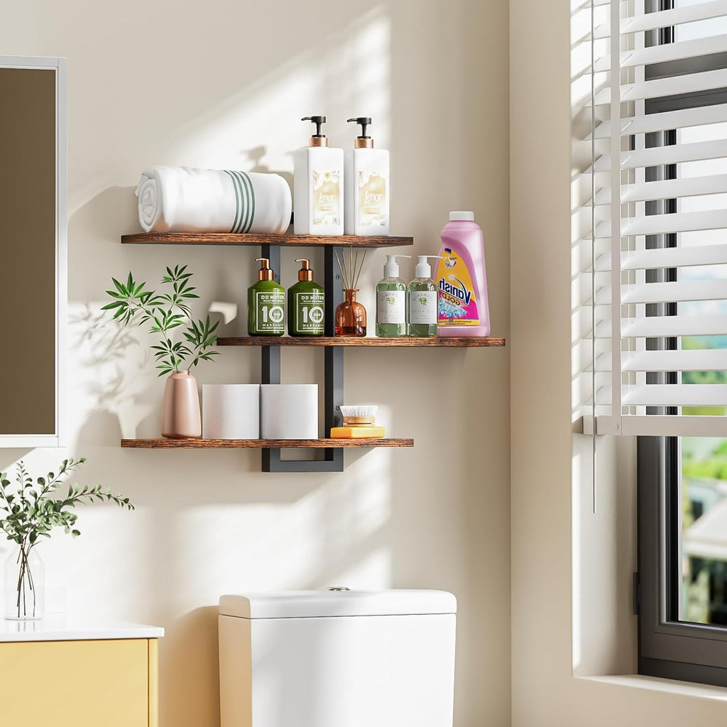 Floating Shelves for Wall, Wood Wall Shelves | 3 Tier Shelves for Wall Decor, Decorative Hanging Storage Shelf